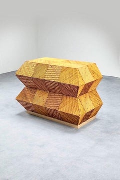 Remarkable Italian Trapezoidal Bamboo Chest by Vivai del Sud - Pair Available