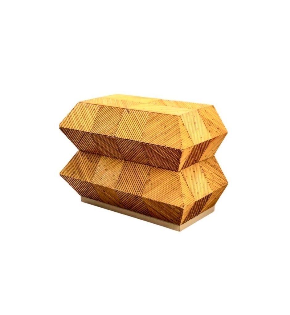 Italiano Notevole cassapanca italiana in bambù trapezoidale di Vivai del Sud - Coppia disponibile in vendita