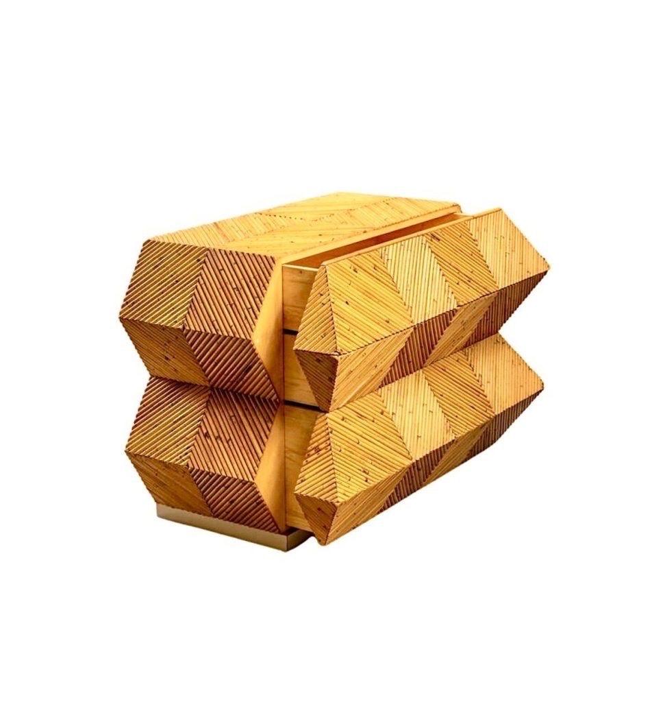 Notevole cassapanca italiana in bambù trapezoidale di Vivai del Sud - Coppia disponibile In condizioni ottime in vendita a Atlanta, GA