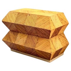 Remarkable Italian Trapezoidal Bamboo Chest by Vivai del Sud - Pair Available