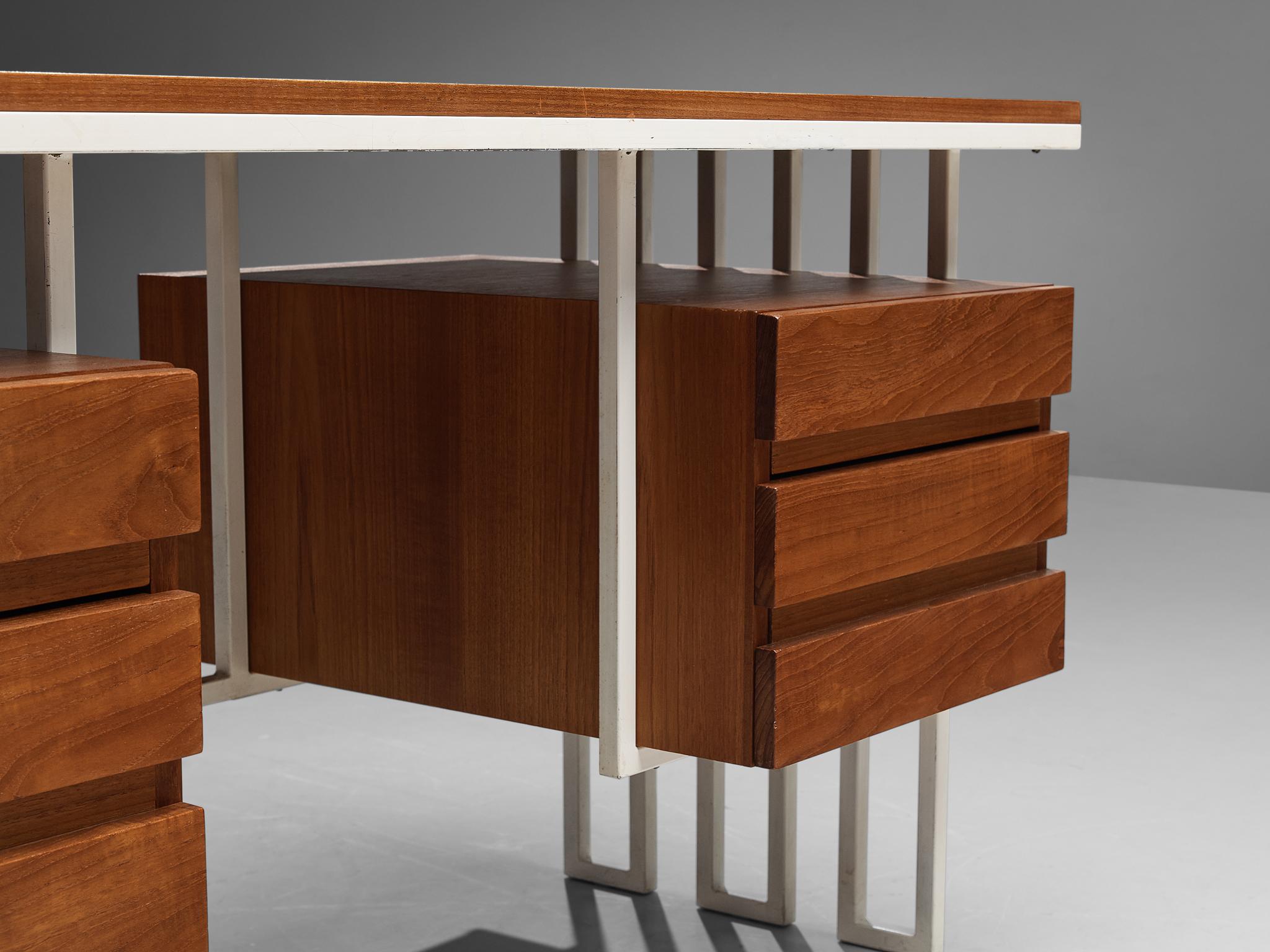 Remarkable Italian Writing Desk in Teak and Metal 5