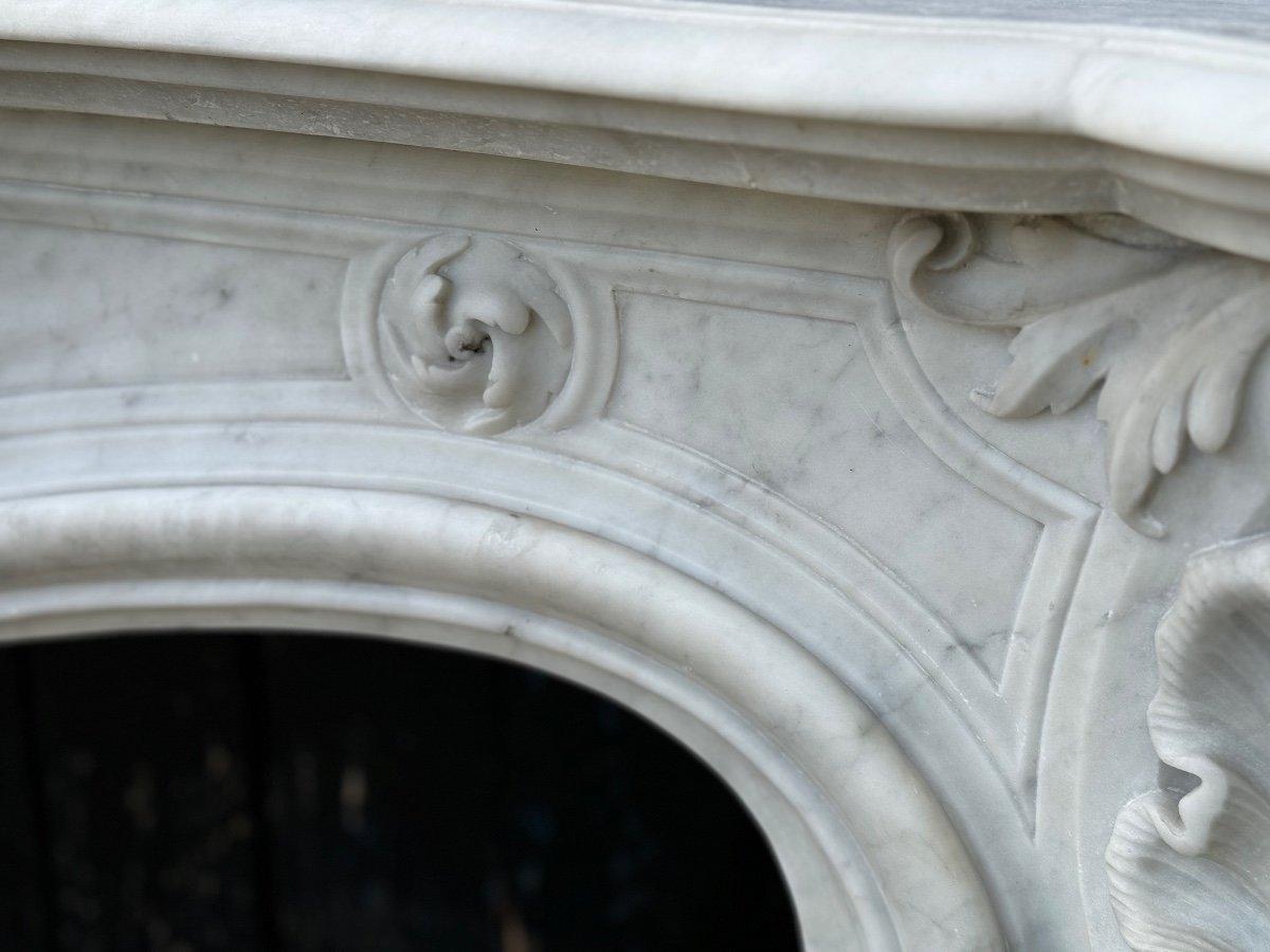 19th Century Remarkable Louis XV Style Fireplace, In Carrara Marble Circa 1880 For Sale