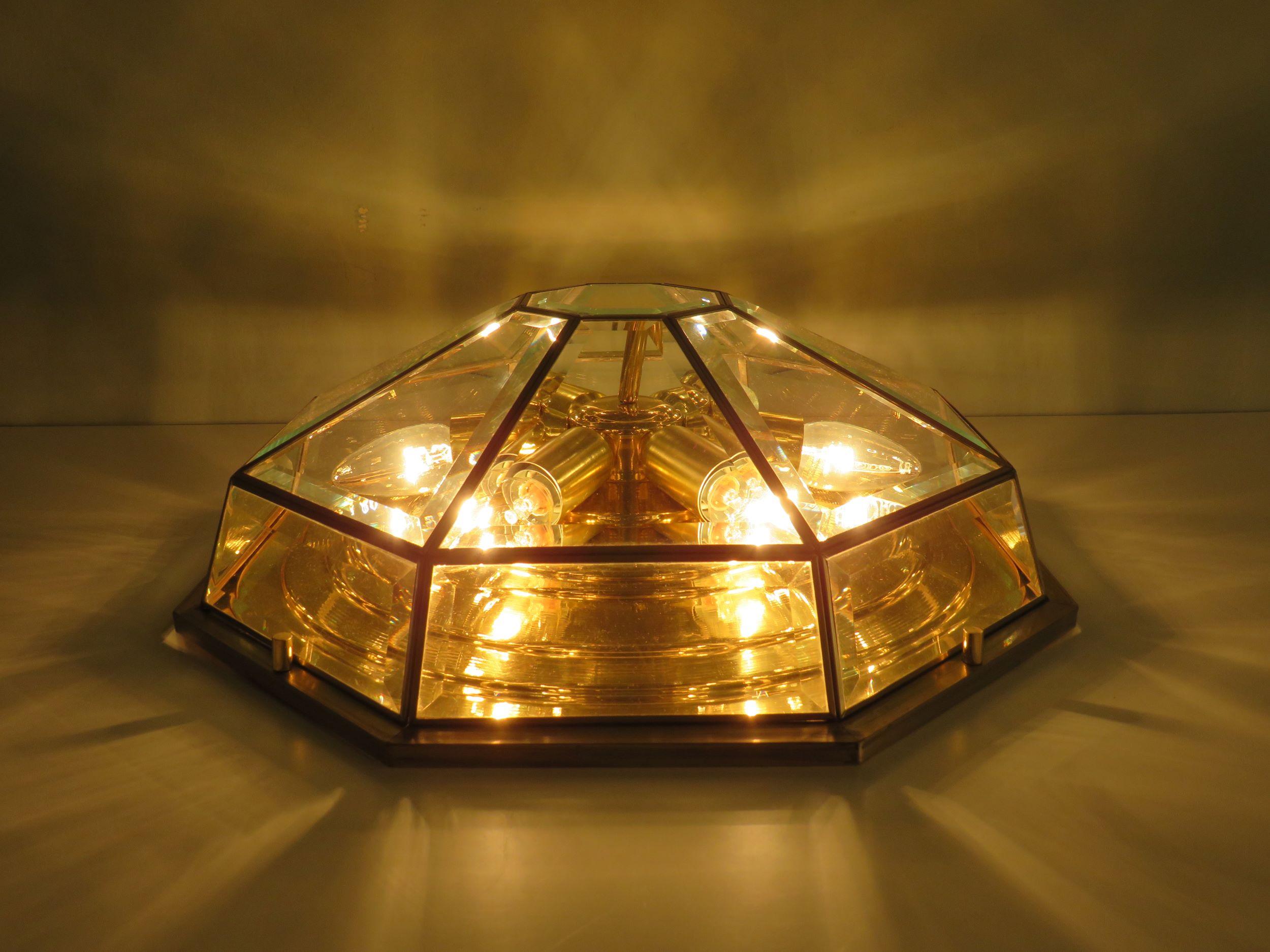 Remarkable octagonal ceiling lamp by Deknudt, Belgium 80s , Hollywood Regency In Good Condition In Herentals, BE