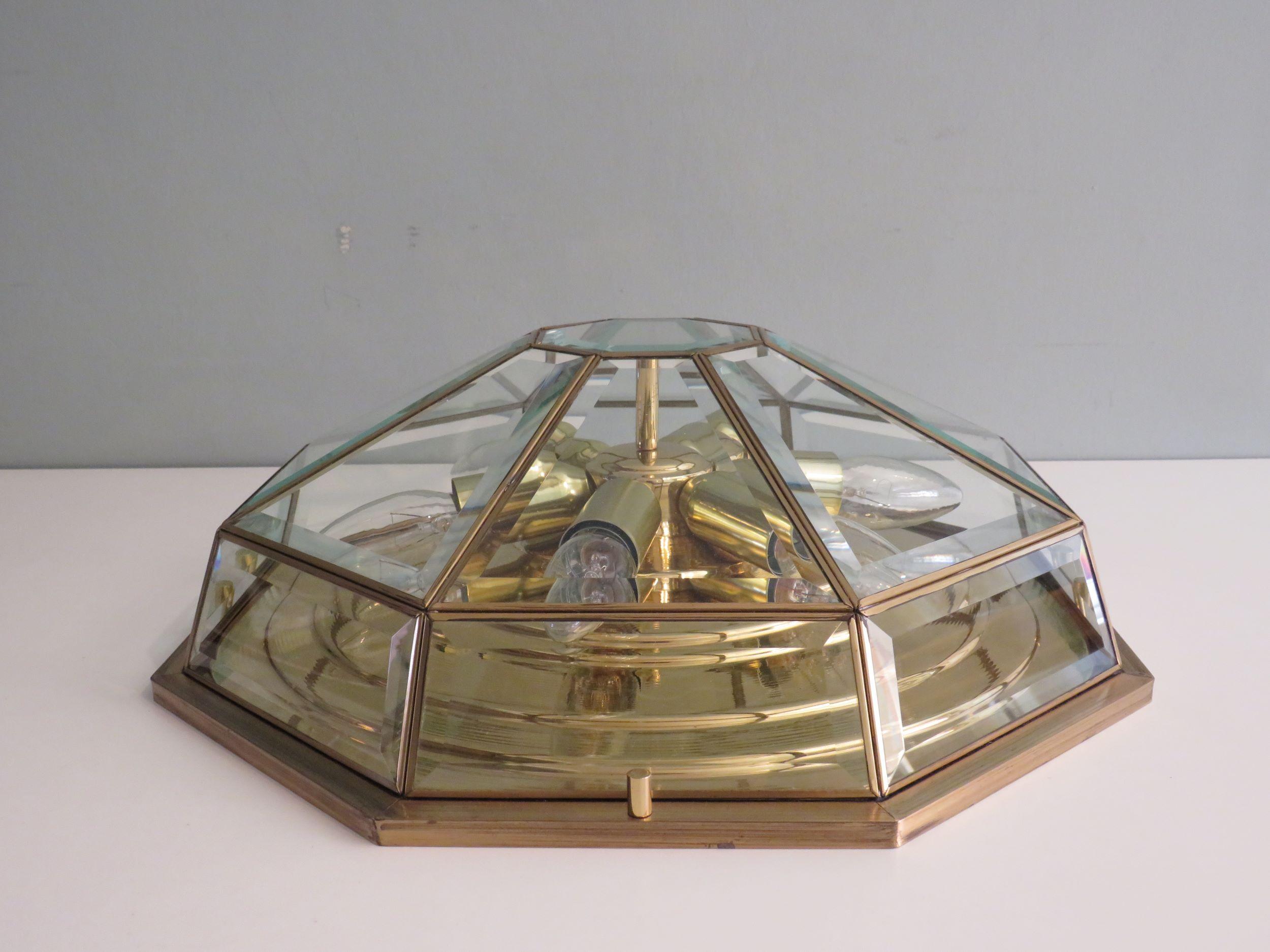 Remarkable octagonal ceiling lamp by Deknudt, Belgium 80s , Hollywood Regency 3