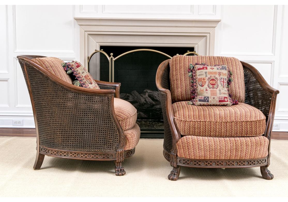 Remarquable paire de fauteuils club en rotin de style français en vente 7