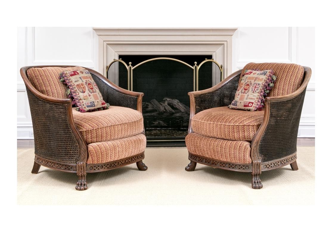 Remarquable paire de fauteuils club en rotin de style français en vente 11