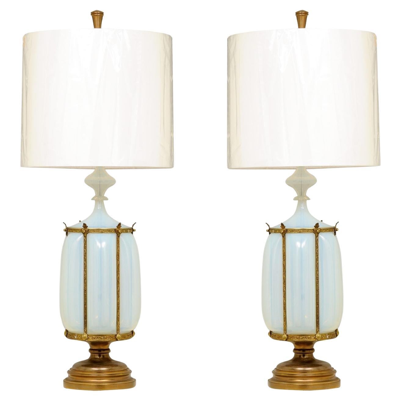 Remarkable Pair of Monumental Seguso Murano Lamps by Marbro, Italy, circa 1960 For Sale