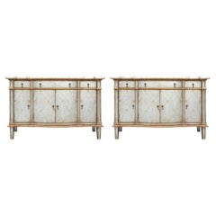 Vintage Extraordinary Pair of John-Richard Silvered Leather Credenzas