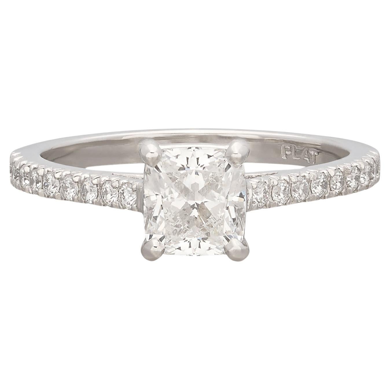 Remarkable Platinum GIA Cushion Cut Diamond Ring For Sale
