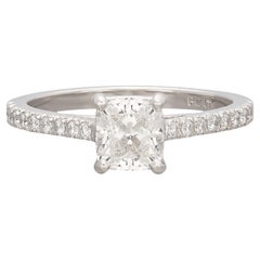 Remarkable Platinum GIA Cushion Cut Diamond Ring