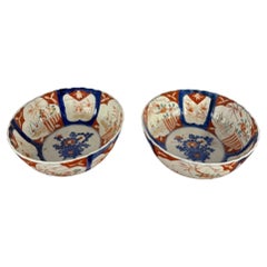 Remarkable quality pair of antique Japanese imari bowls