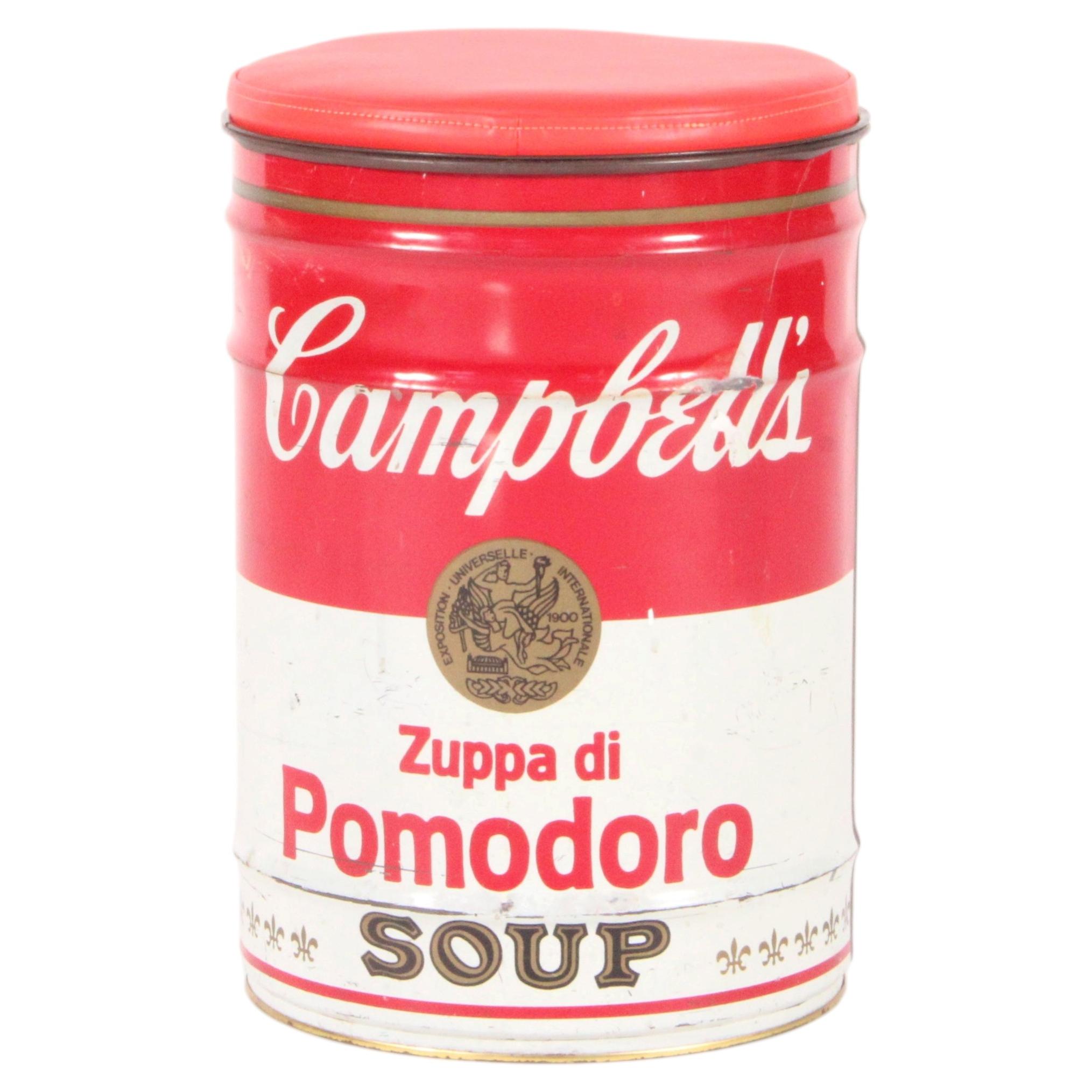 Un taburete de Andy Warhol con el diseño de las latas de sopa Campbell, una pieza excepcional, rara y de colección *ENVÍO GRATIS en venta