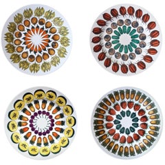 Remarkable Rare Set of Four Piero Fornasetti Giostra di Frutta Pattern Plates