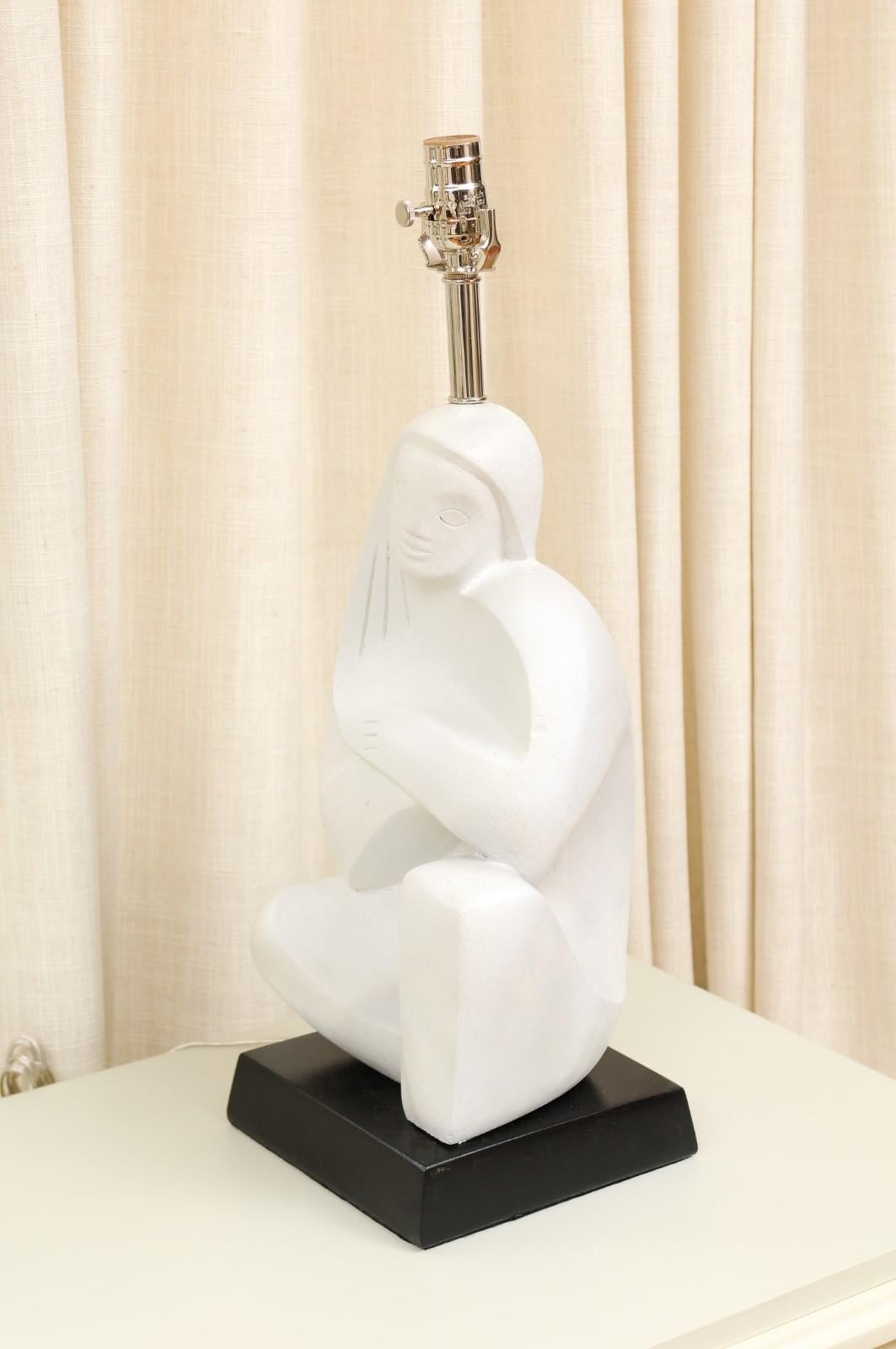 Remarkable Restored Pair of Plaster Cubist Figures by RIMA, New York, circa 1940 For Sale 4