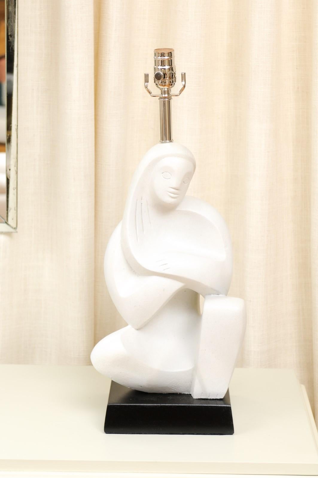 Remarkable Restored Pair of Plaster Cubist Figures by RIMA, New York, circa 1940 For Sale 8