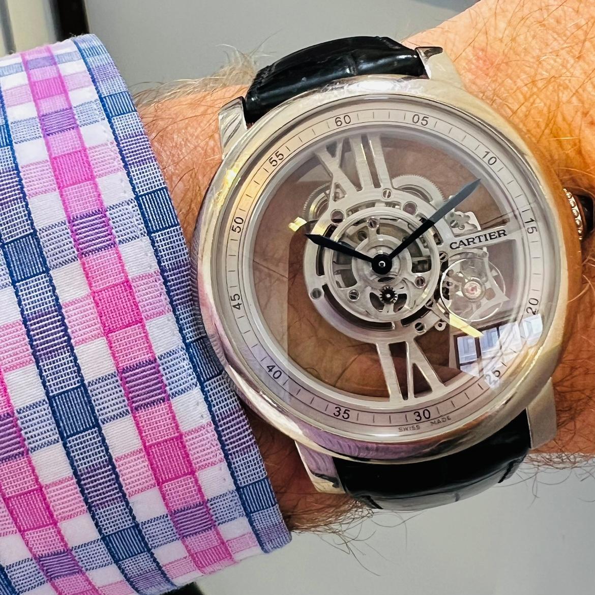 Remarkable Rotonde Astrotourbillon Skeleton Watch by Cartier In Excellent Condition For Sale In San Francisco, CA