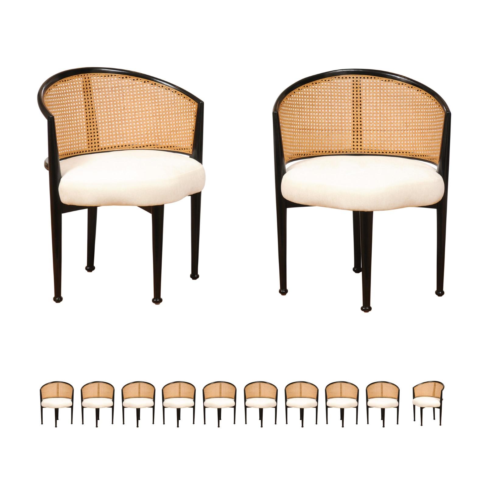 Notable conjunto de 10 icónicas sillas de caña de Edward Wormley para Dunbar, c 1950 en venta 13