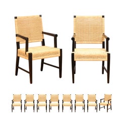 Remarkable Set of 10 Vintage Cane Arm Chairs by John Hutton for Donghia