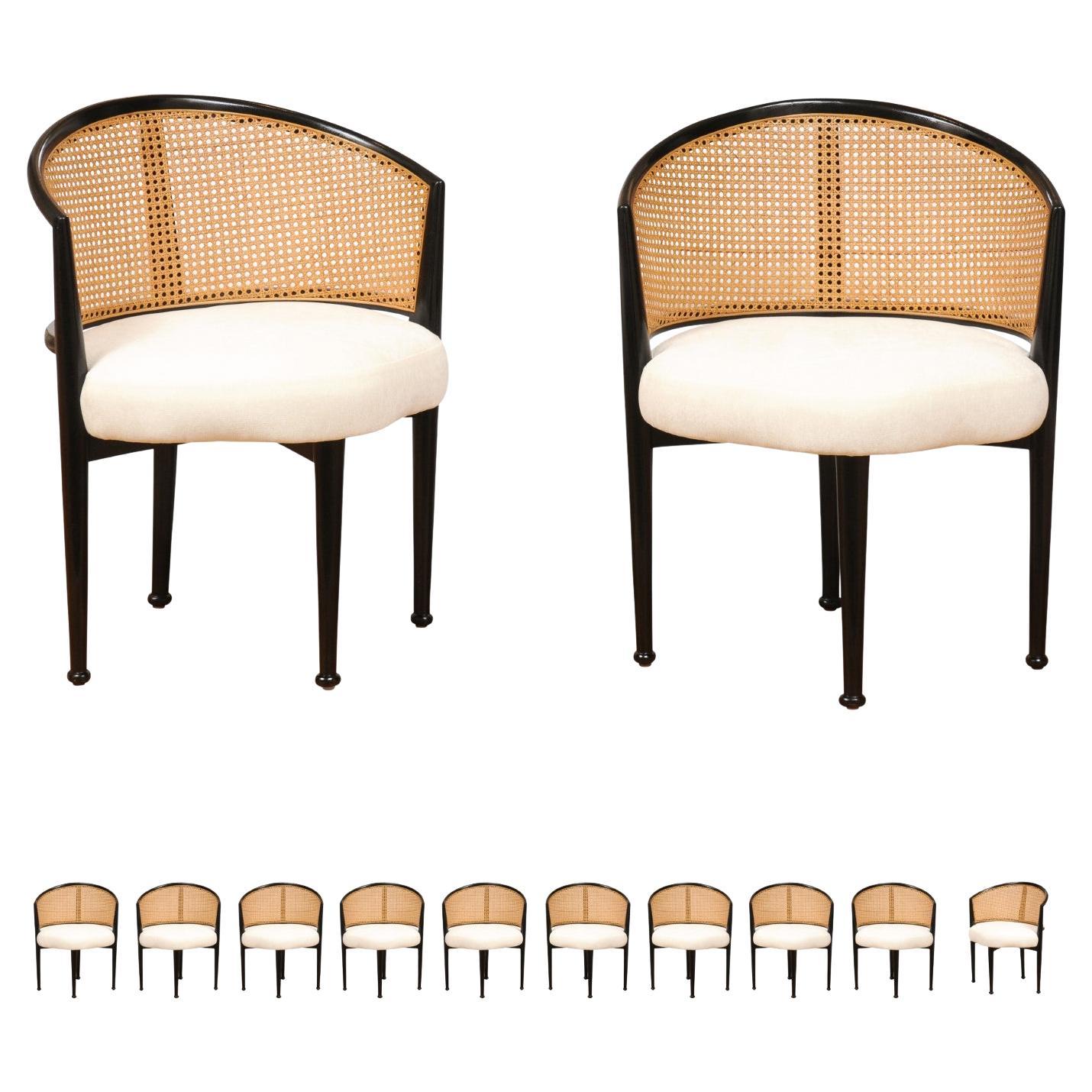 Remarkable Set of 12 Iconic Cane Chairs by Edward Wormley for Dunbar, c 1950