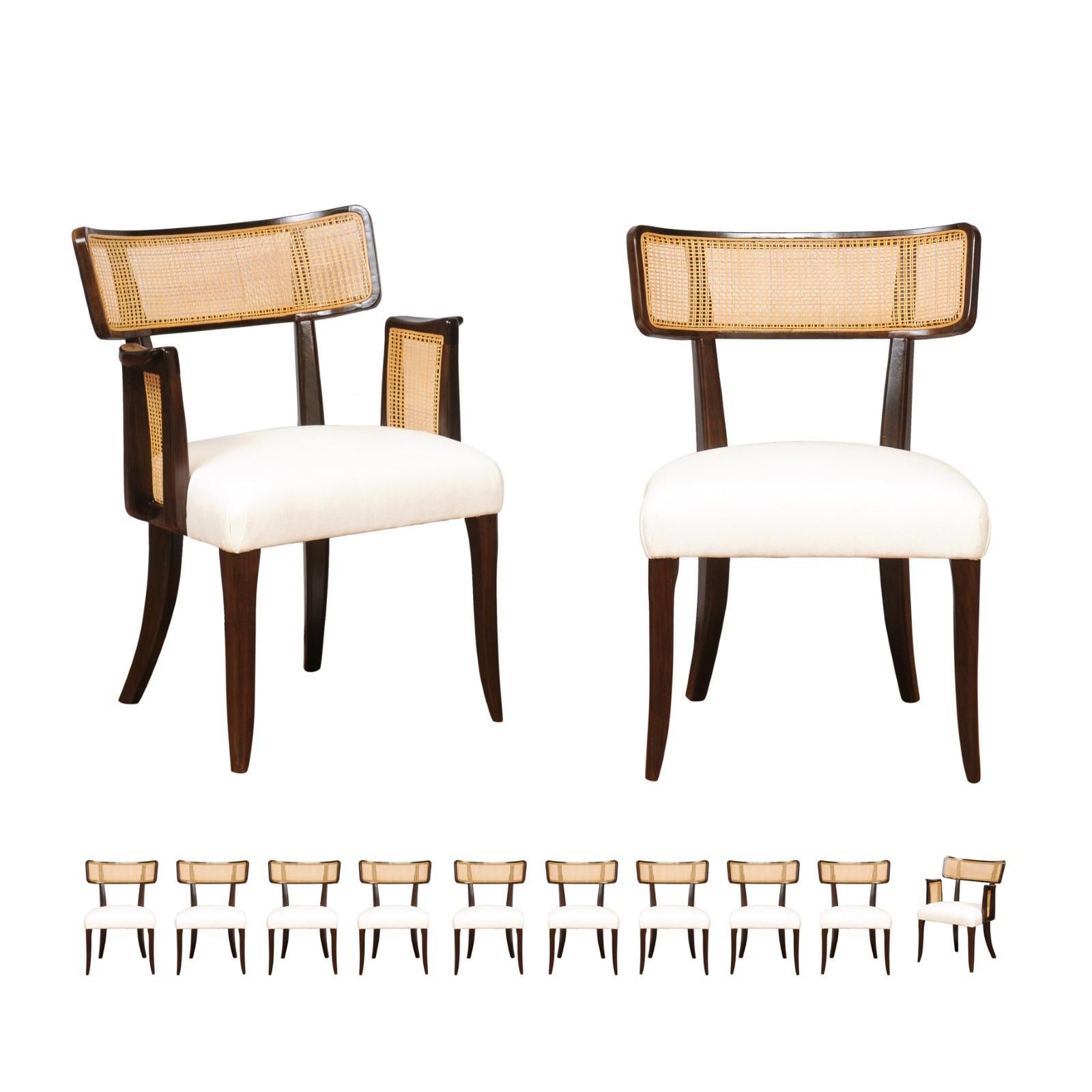 Notevole set di 12 sedie da pranzo in canna Klismos di Edward Wormley, circa 1948 in vendita 12