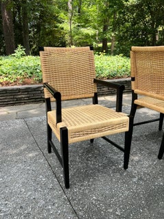 Bemerkenswerter Satz von 12 Sesseln aus Mahagoni und Korbweide von John Hutton für Donghia