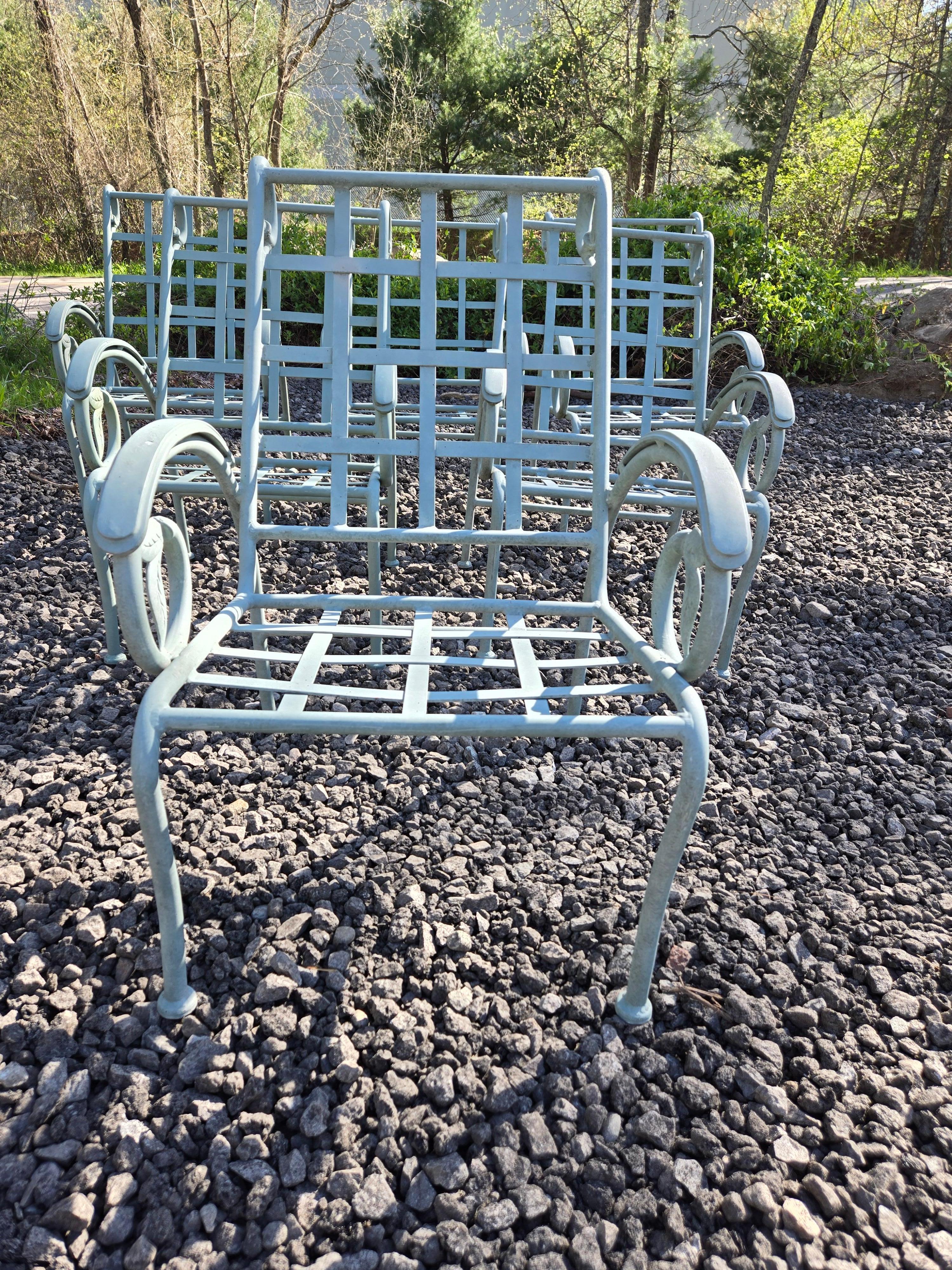Wrought Iron Patio Chairs Set of 6 Metal Garden Chairs For Sale 2