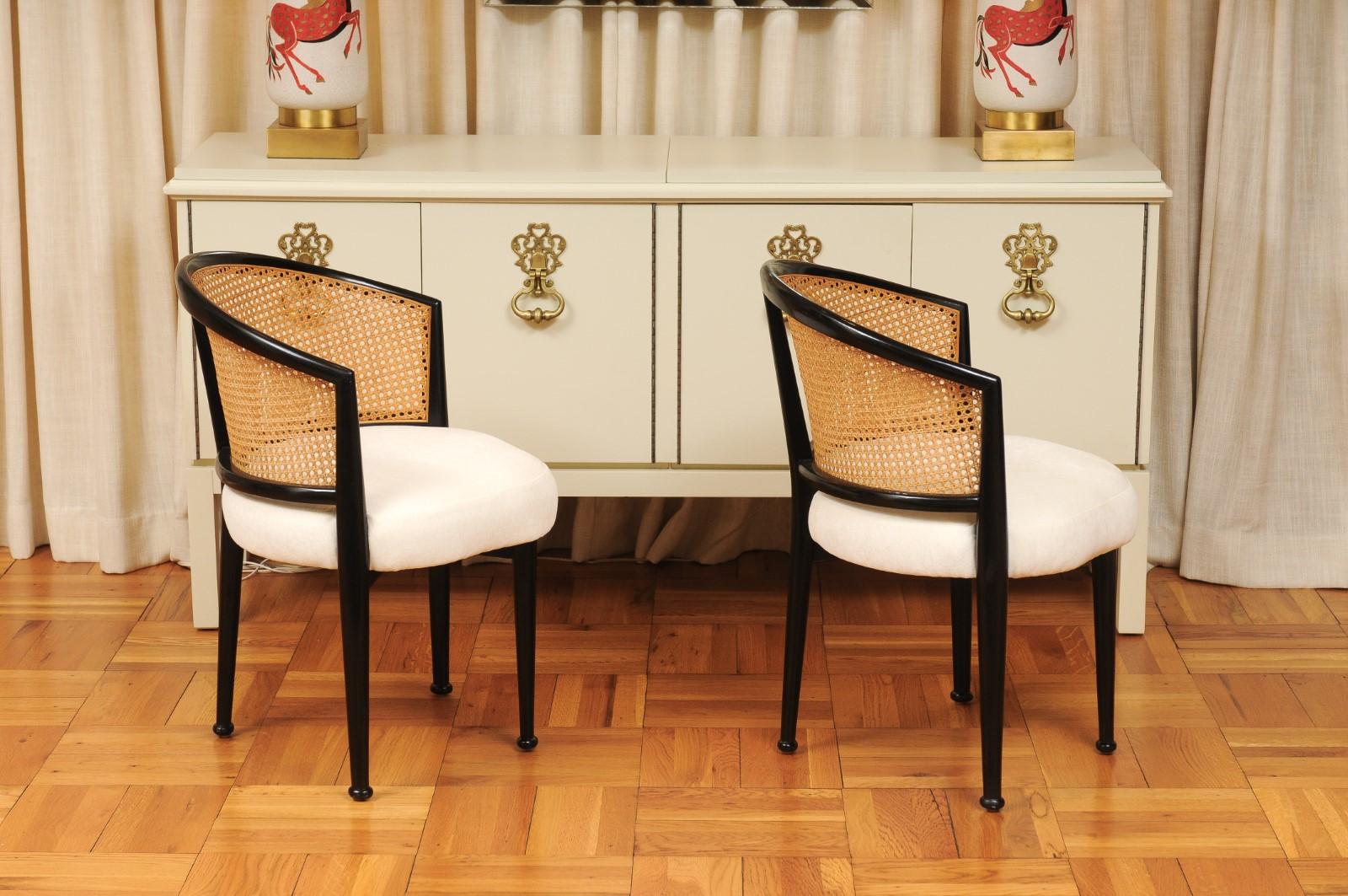 Remarkable Set of 8 Iconic Cane Chairs by Edward Wormley for Dunbar, c 1950 For Sale 4