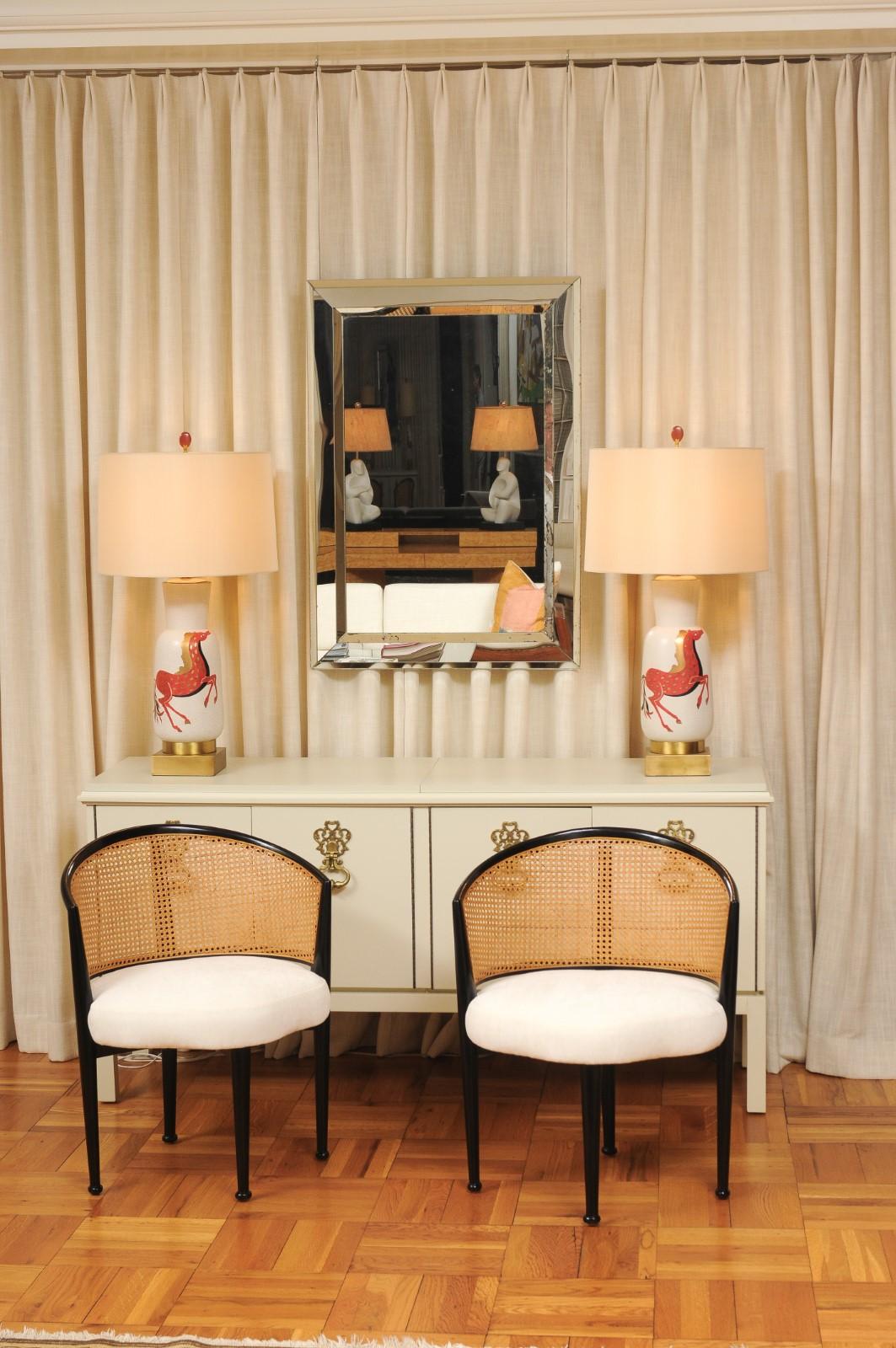 American Remarkable Set of 8 Iconic Cane Chairs by Edward Wormley for Dunbar, c 1950 For Sale