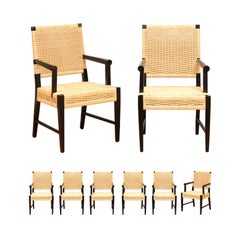 Remarkable Set of 8 Vintage Cane Arm Chairs by John Hutton for Donghia