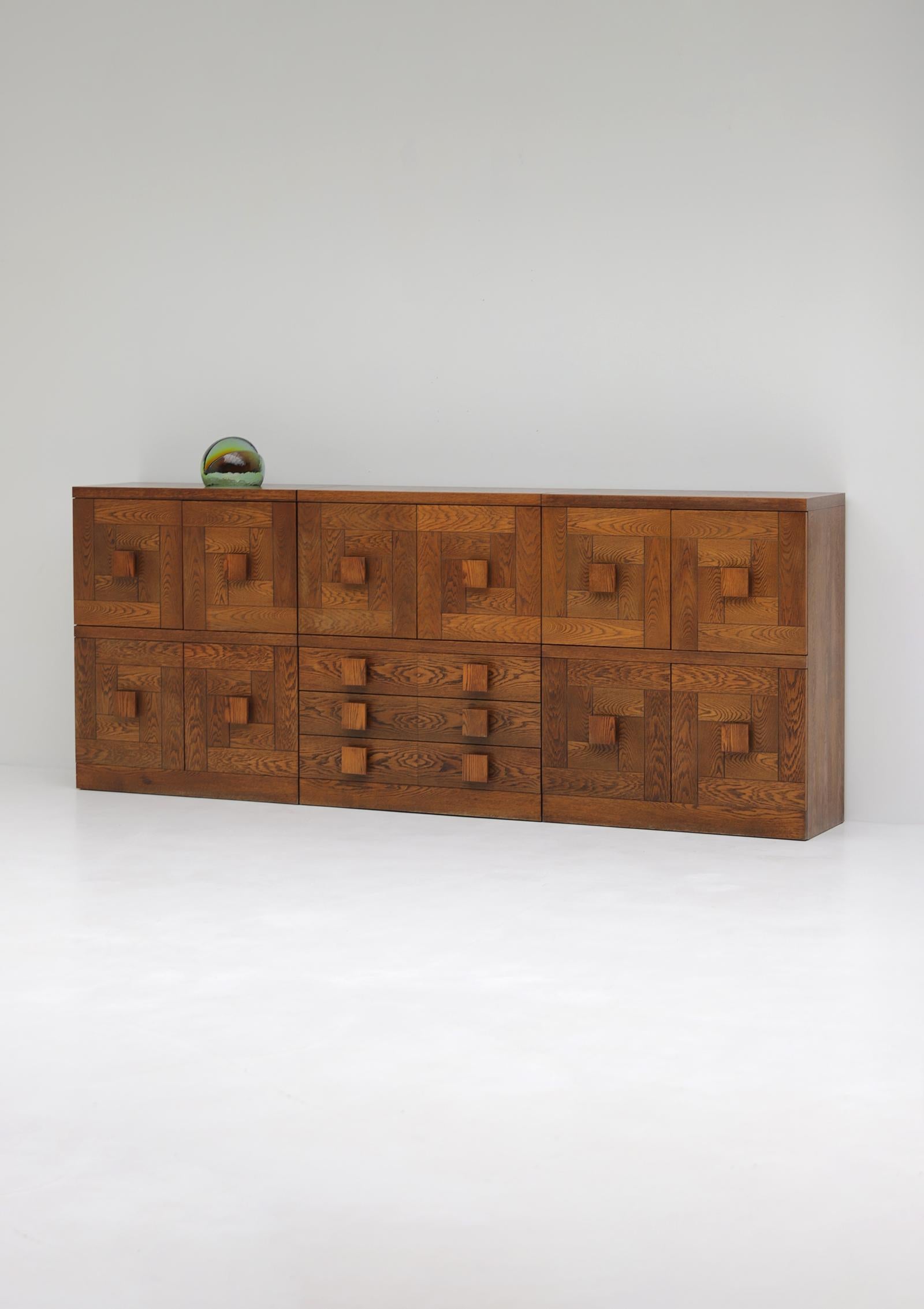 Remarkable set of cabinets, designed and produced by Defour Belgium in the 1970s For Sale 5