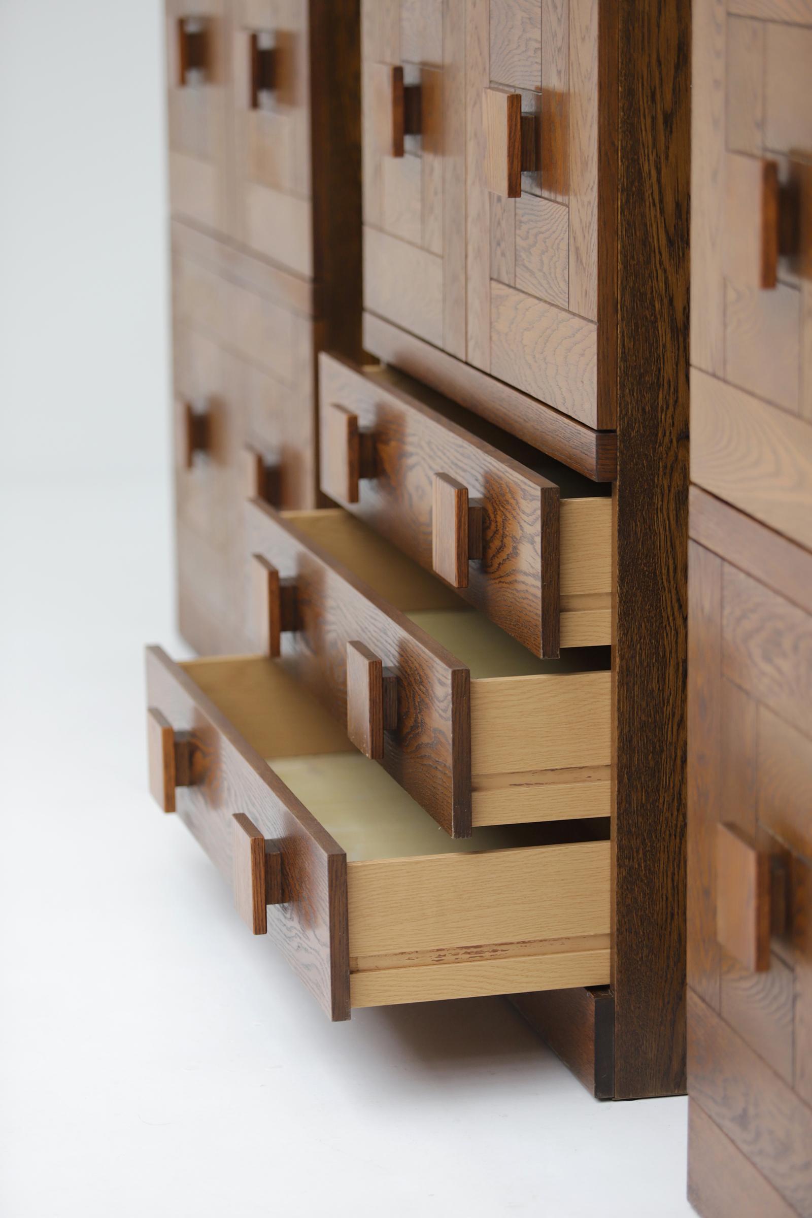 Remarkable set of cabinets, designed and produced by Defour Belgium in the 1970s For Sale 8