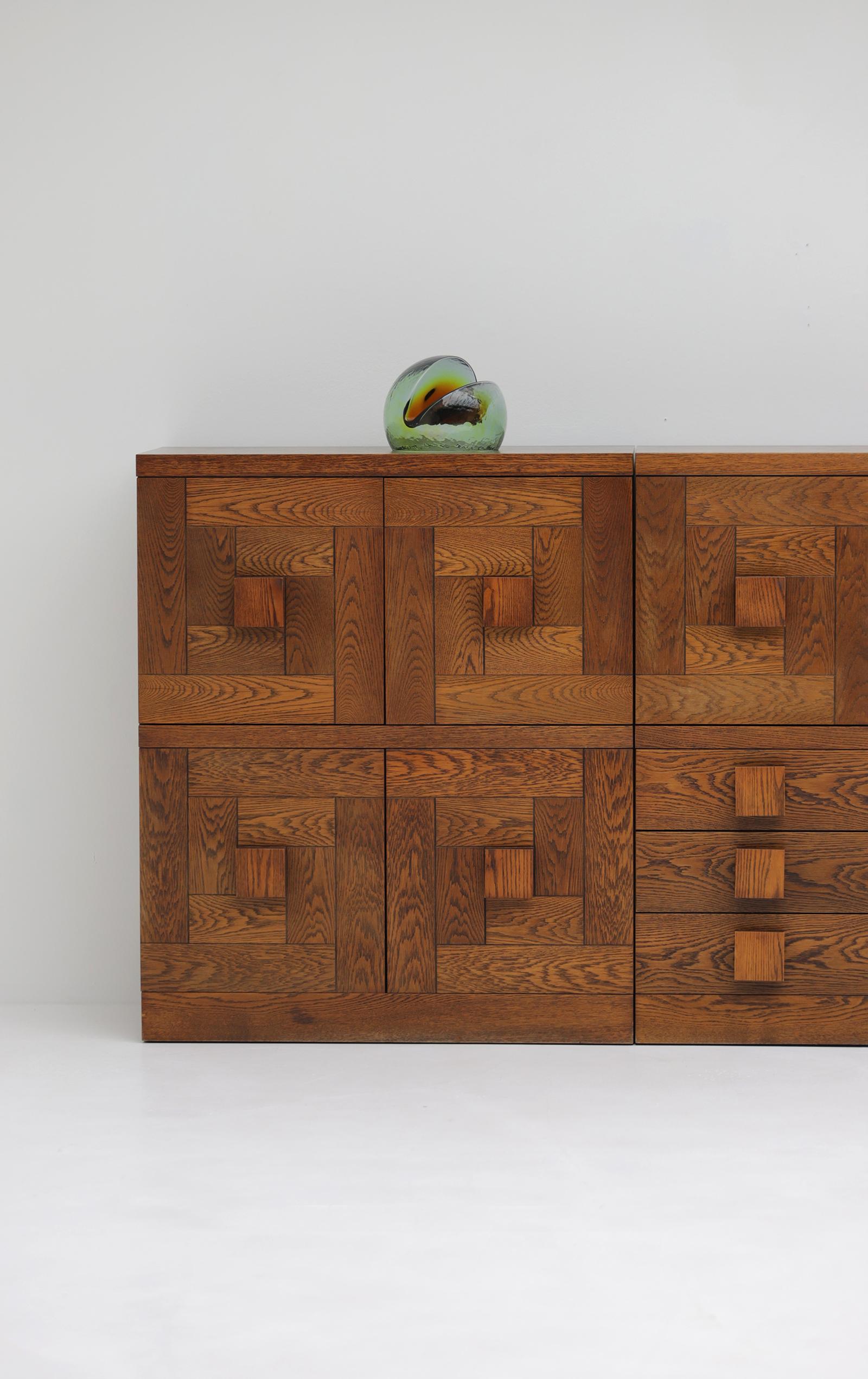 Belgian Remarkable set of cabinets, designed and produced by Defour Belgium in the 1970s For Sale