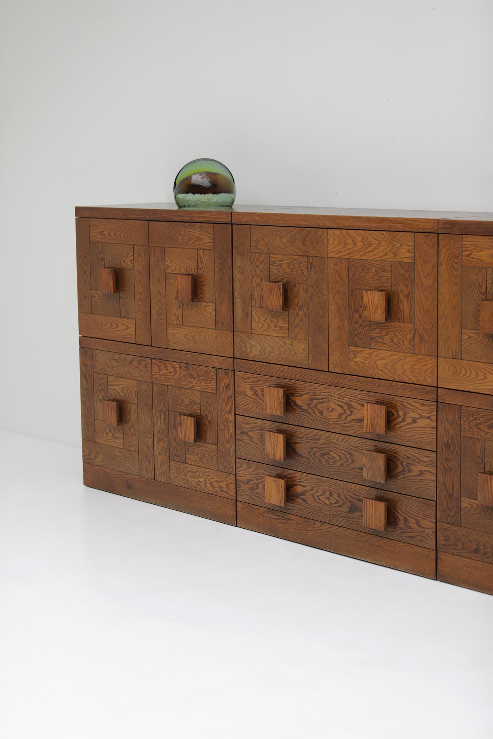 Late 20th Century Remarkable set of cabinets, designed and produced by Defour Belgium in the 1970s For Sale