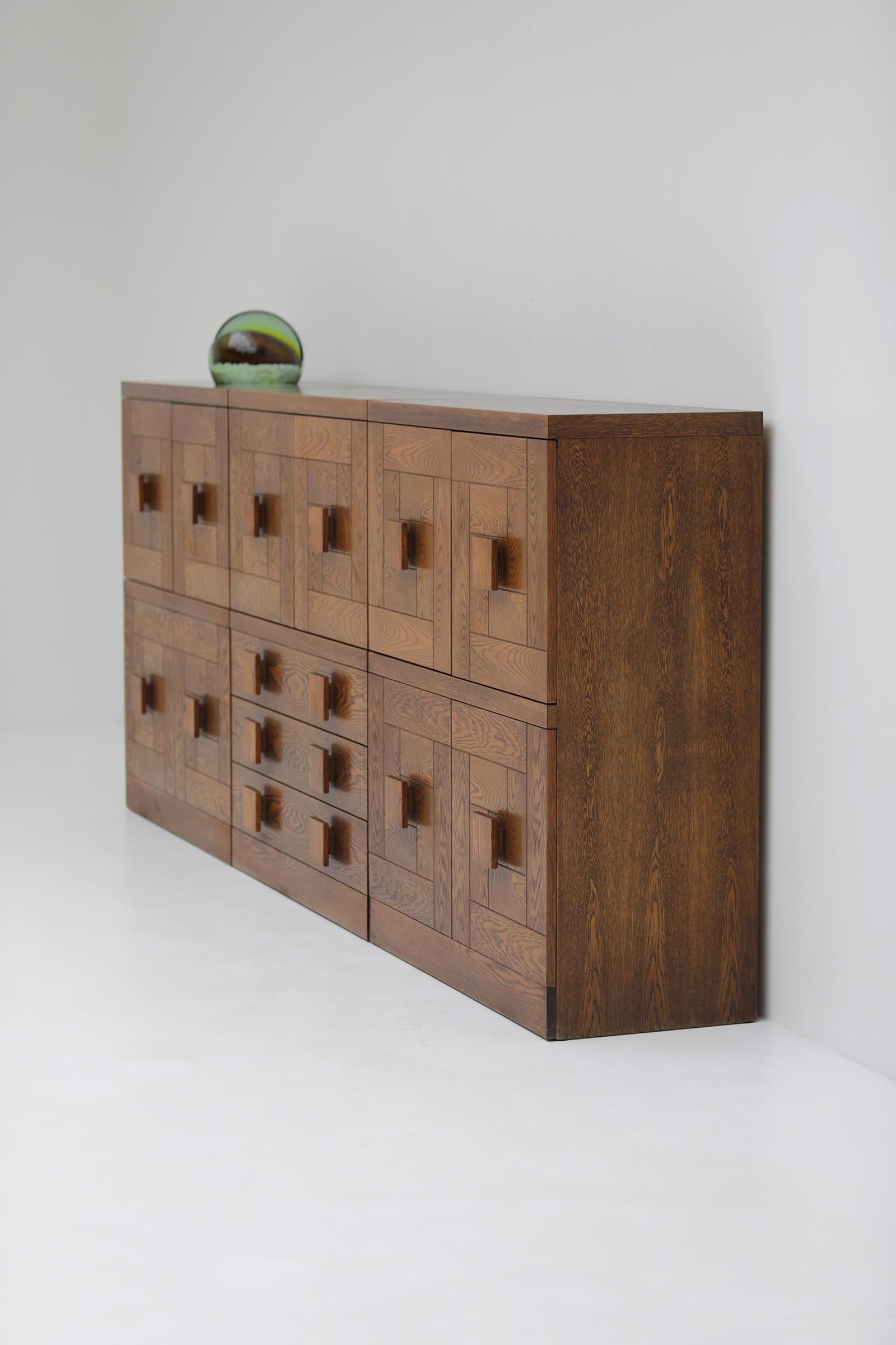 Remarkable set of cabinets, designed and produced by Defour Belgium in the 1970s For Sale 1