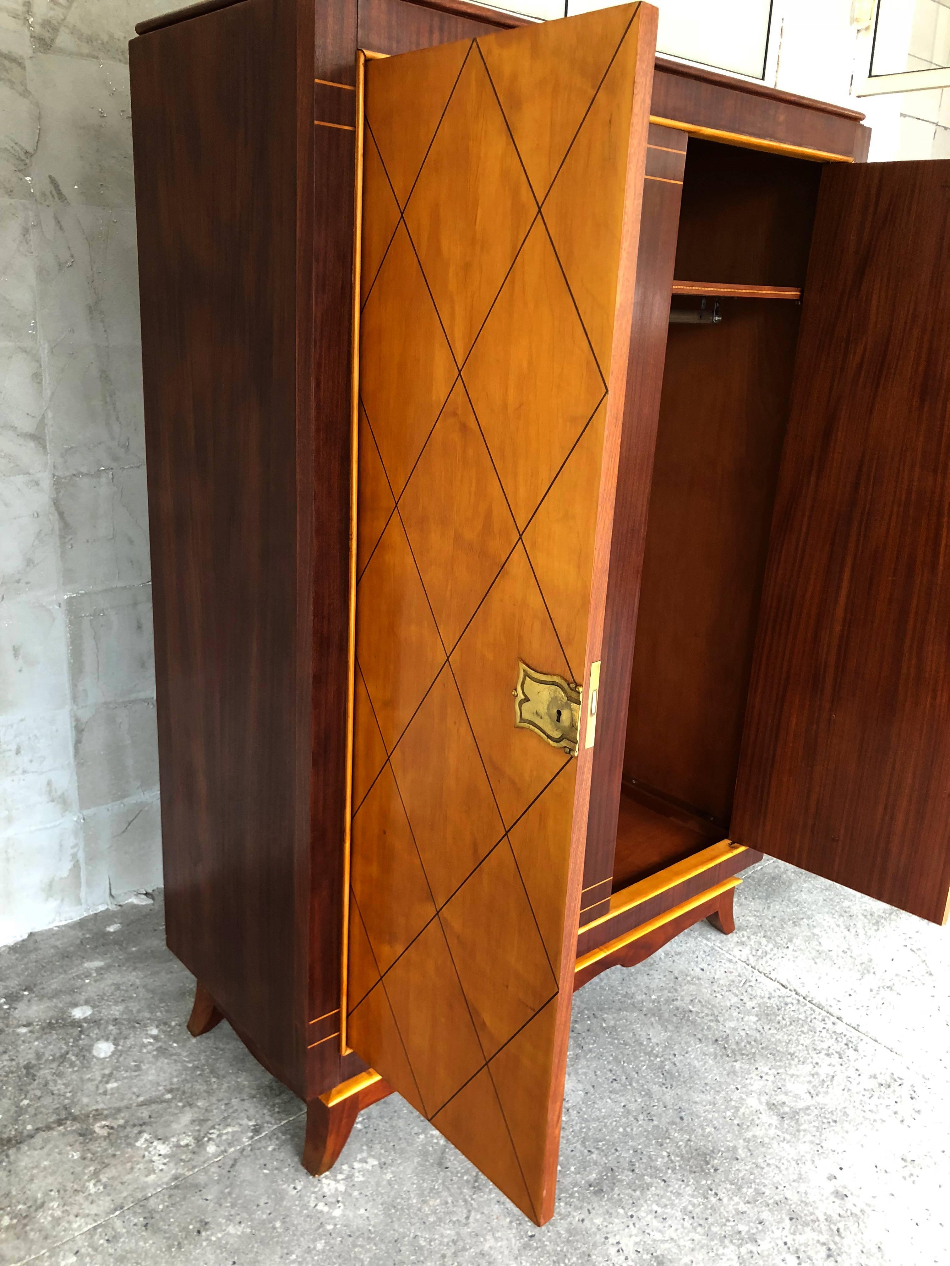 Remarkable Style of French Art Deco Armoire, 1940s 6