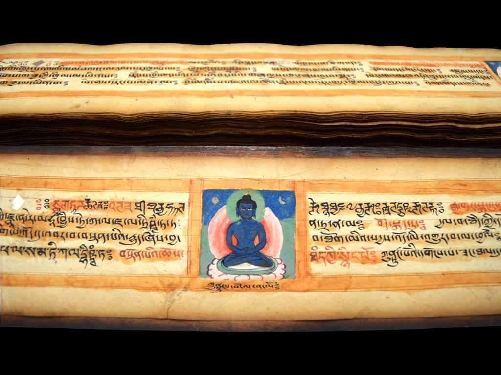 Tibetan Prayer Book Sutra Manuscript, circa 18th-19th Century In Excellent Condition In San Pedro Garza Garcia, Nuevo Leon