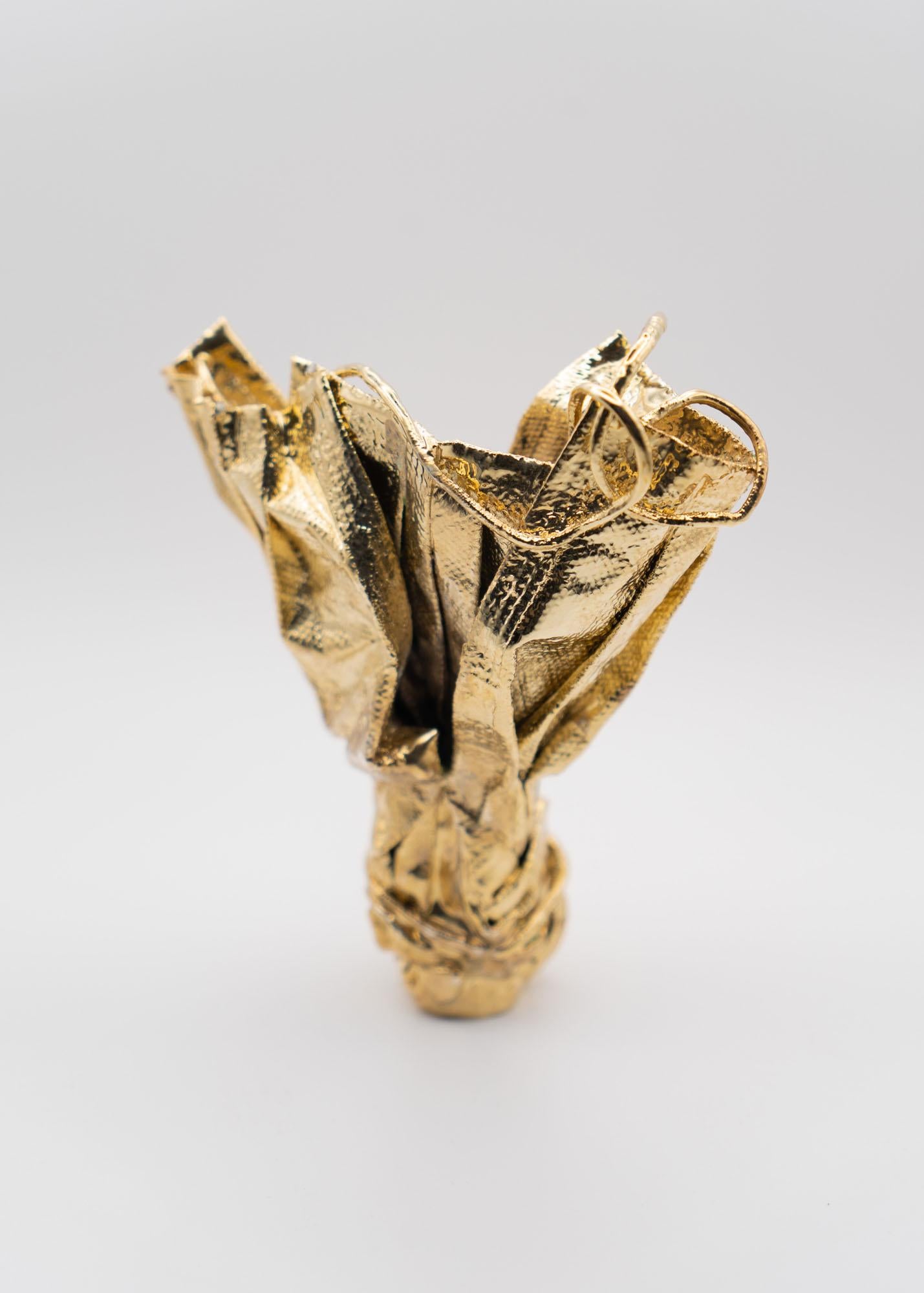 Post-Modern Remask Act 011 Gold Art Object Made from Surgical Mask by Enrico Girotti For Sale