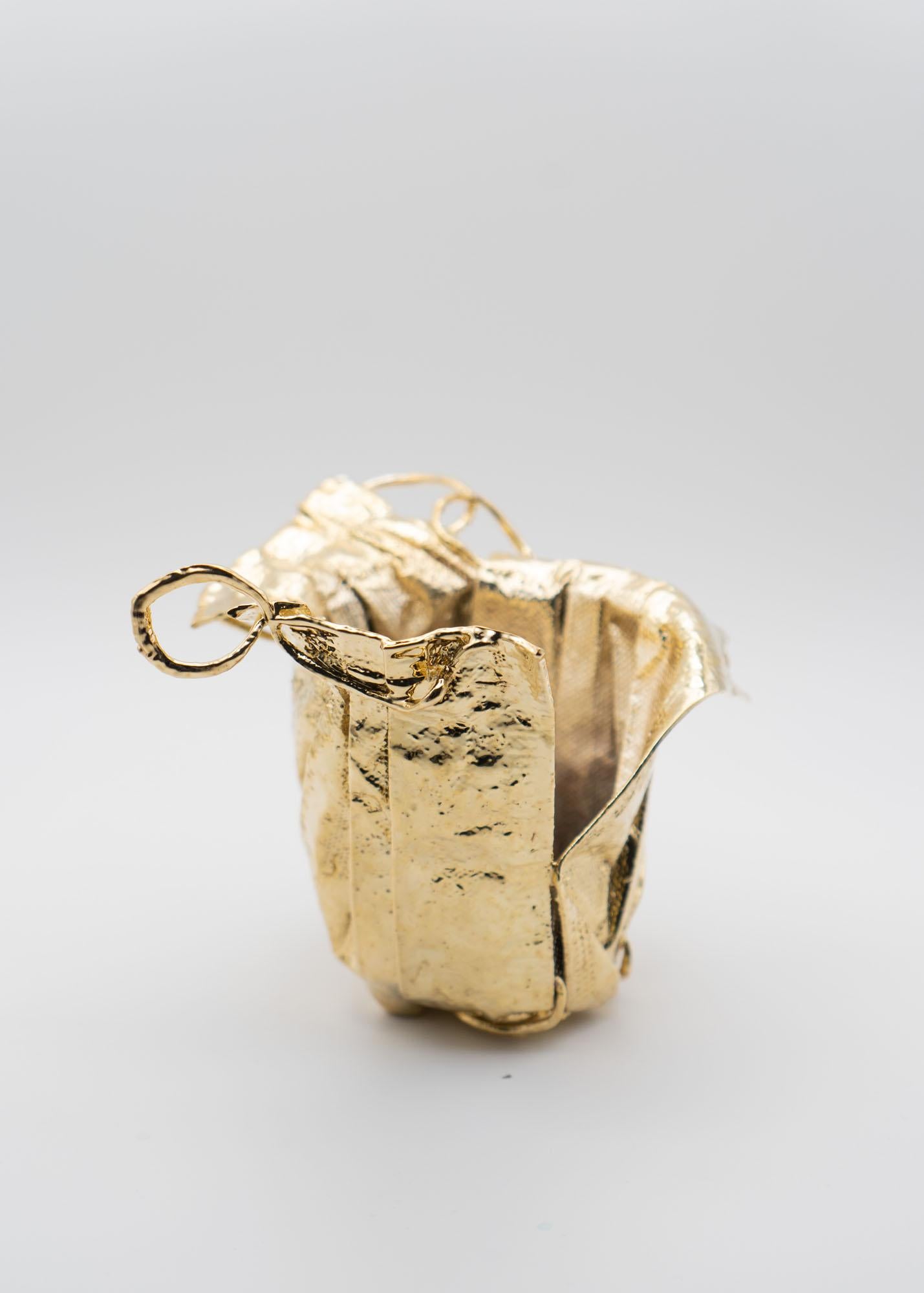 Post-Modern Remask Act 015 Gold Art Object Made from Surgical Mask by Enrico Girotti For Sale