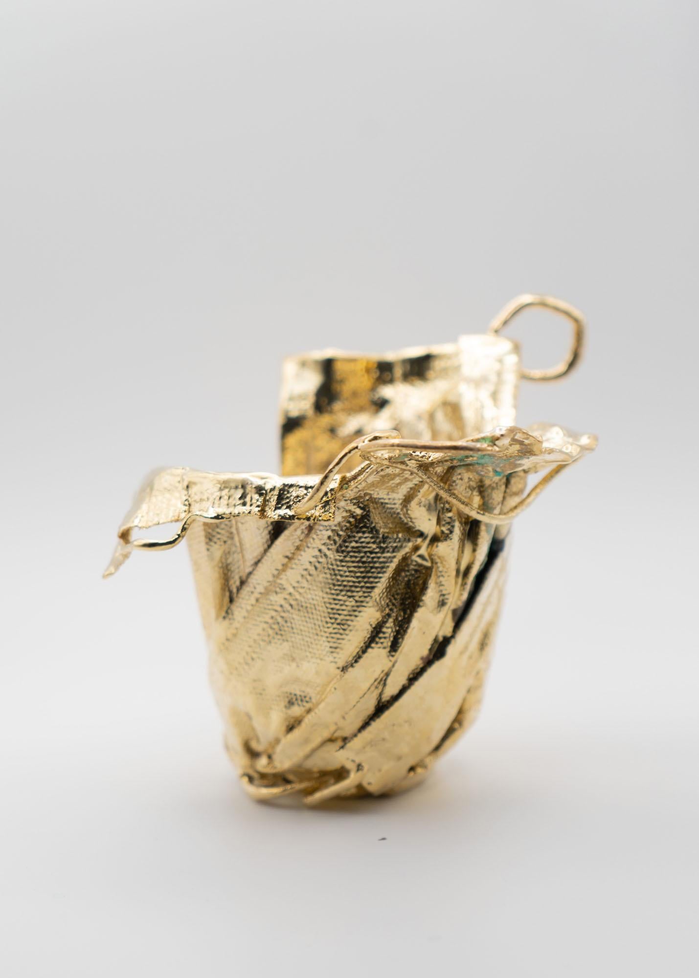 Galvanized Remask Act 015 Gold Art Object Made from Surgical Mask by Enrico Girotti For Sale