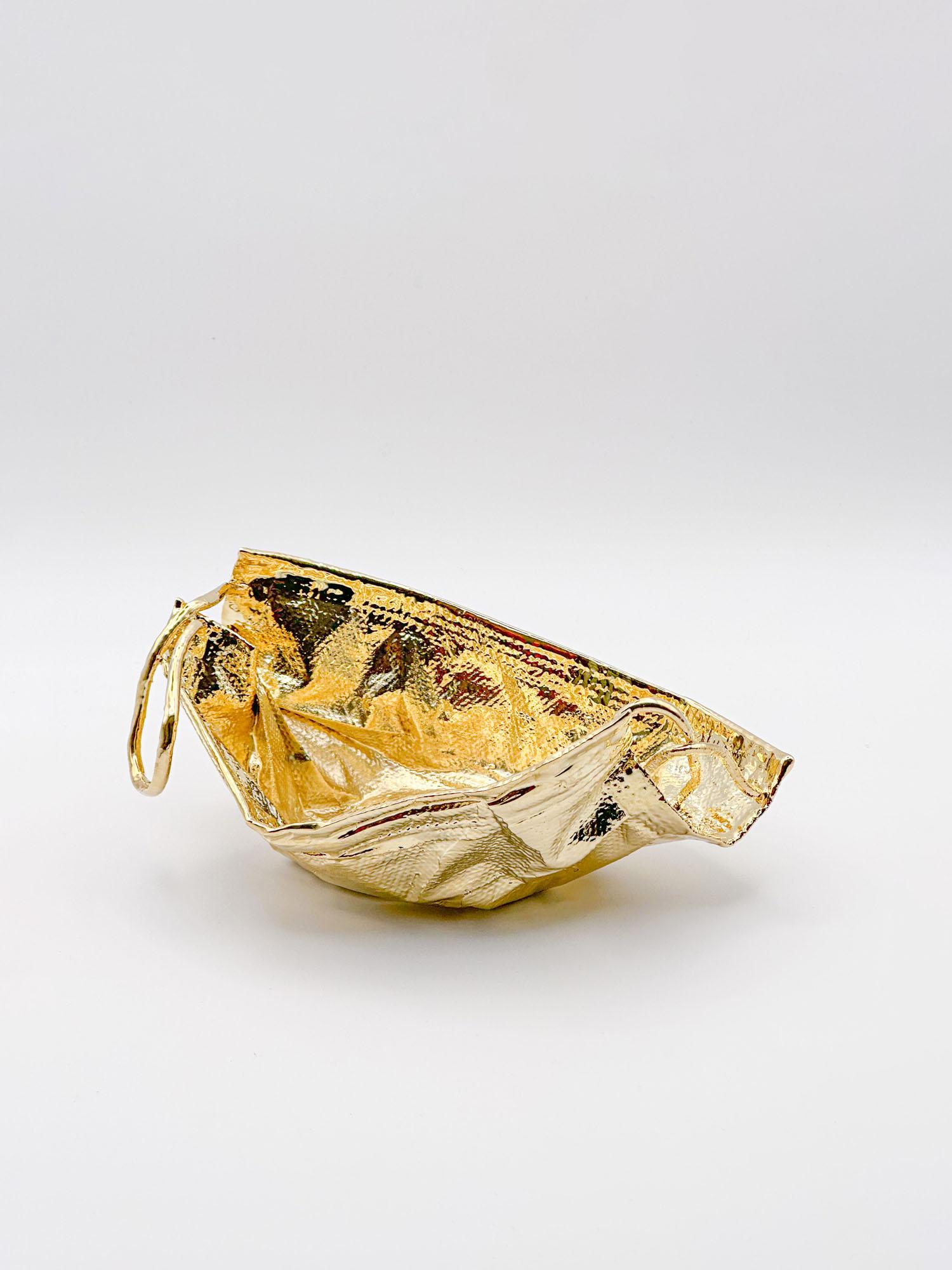 Post-Modern Remask Act 017 Gold Art Object Made from Surgical Mask by Enrico Girotti For Sale