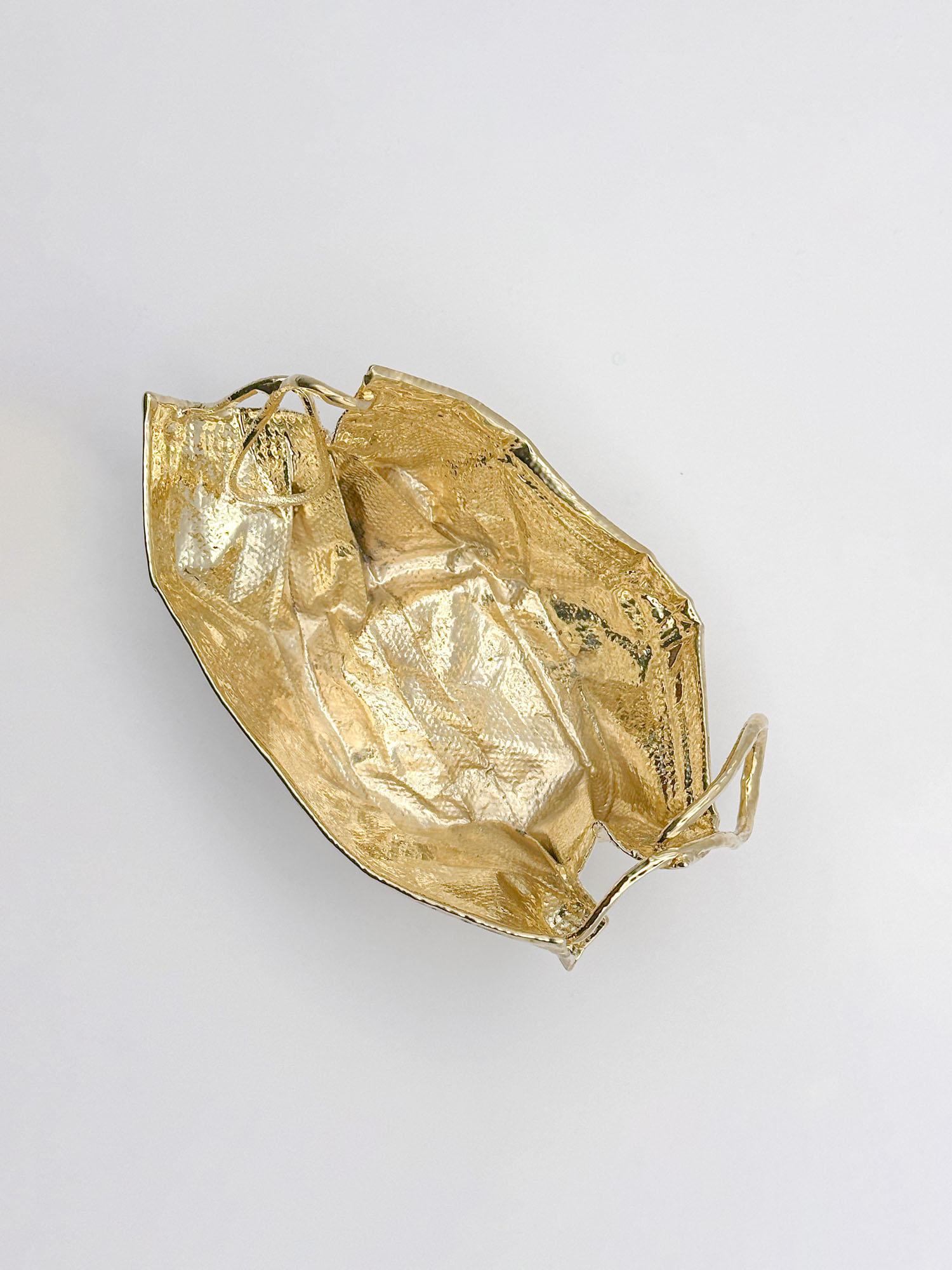 Galvanized Remask Act 017 Gold Art Object Made from Surgical Mask by Enrico Girotti For Sale
