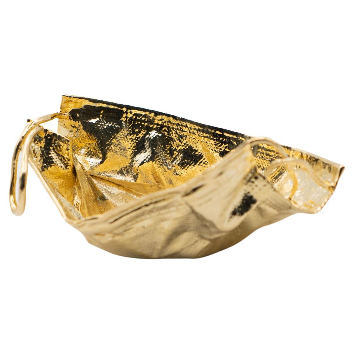 Remask Act 017 Gold Art Object Made from Surgical Mask by Enrico Girotti For Sale