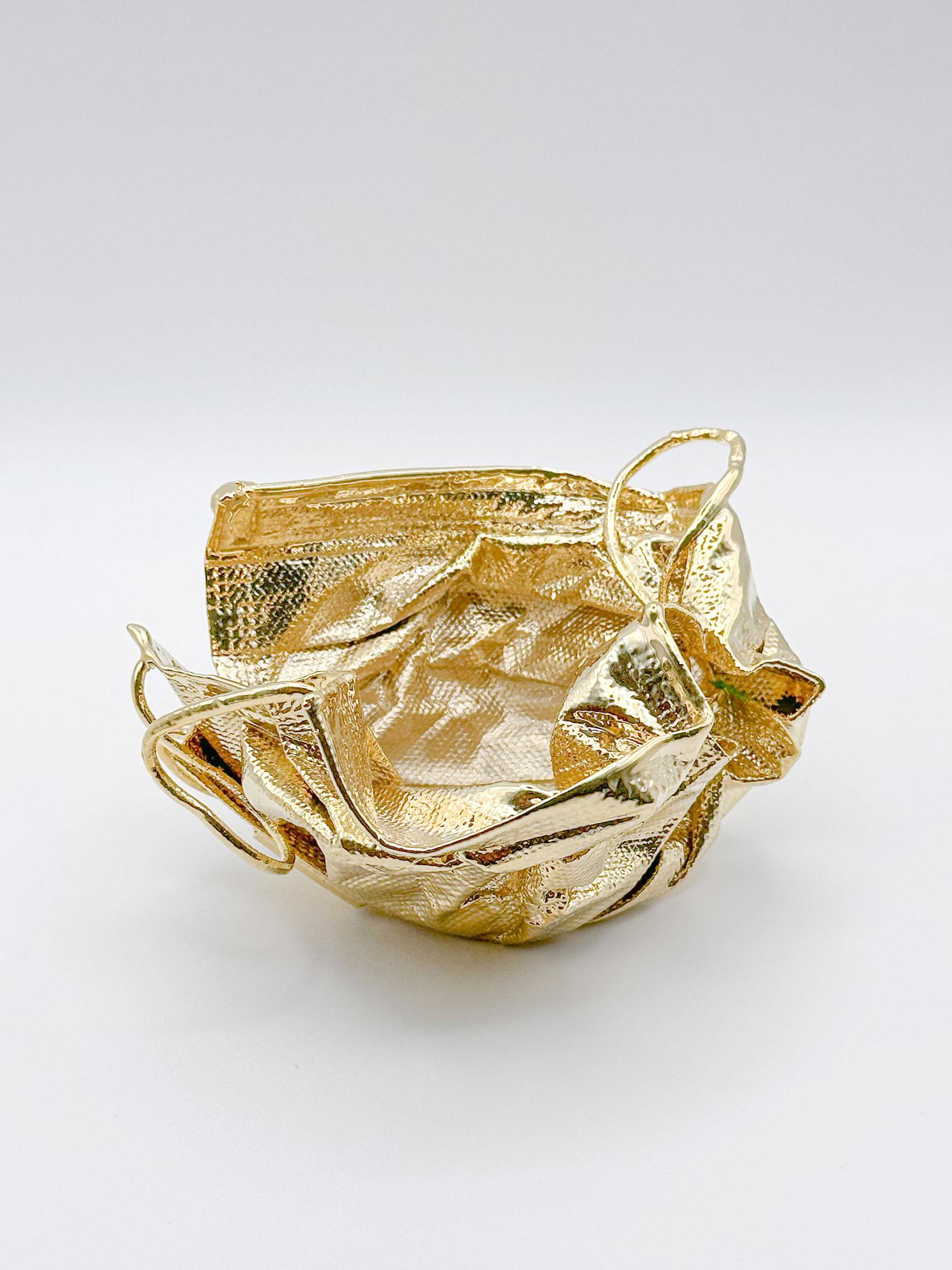 Italian Remask Act 009 Gold Art Object Made from Surgical Mask by Enrico Girotti For Sale