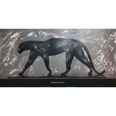 Original silkscreen print featuring Bugatti's famous "Panther" sculpture