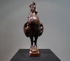 "Coq" 20th Century, Brown Patina Bronze by French Sculptor, Rembrandt Bugatti