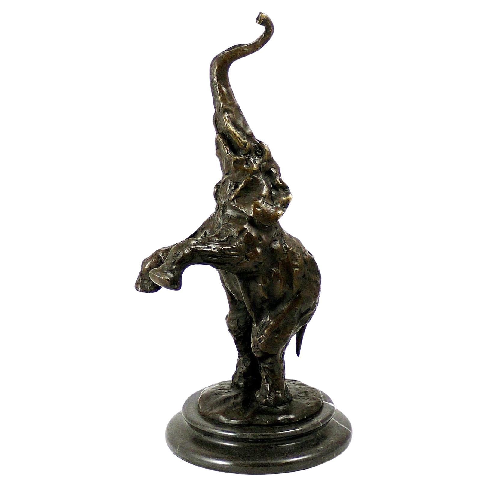 Rembrandt Bugatti in stile, Scultura, Elefante indiano, Statua animale in bronzo