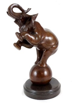 Rembrandt Bugatti in the taste, Elephant on Ball, Bronze Animal Sculpture