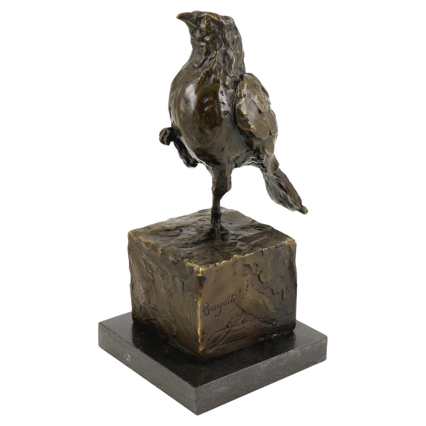 Rembrandt Bugatti Orgoglioso Uccello di Gusto - Scultura in bronzo su marmo