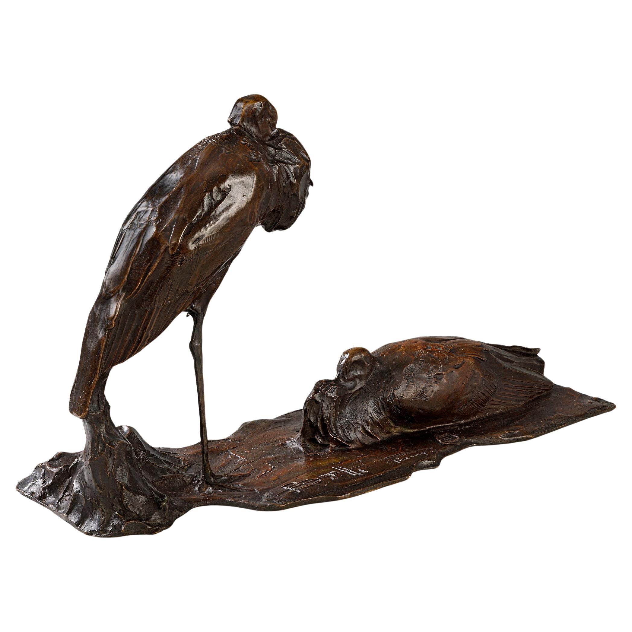 Rembrandt Bugatti "Storks at Rest" Bronze Sculpture For Sale