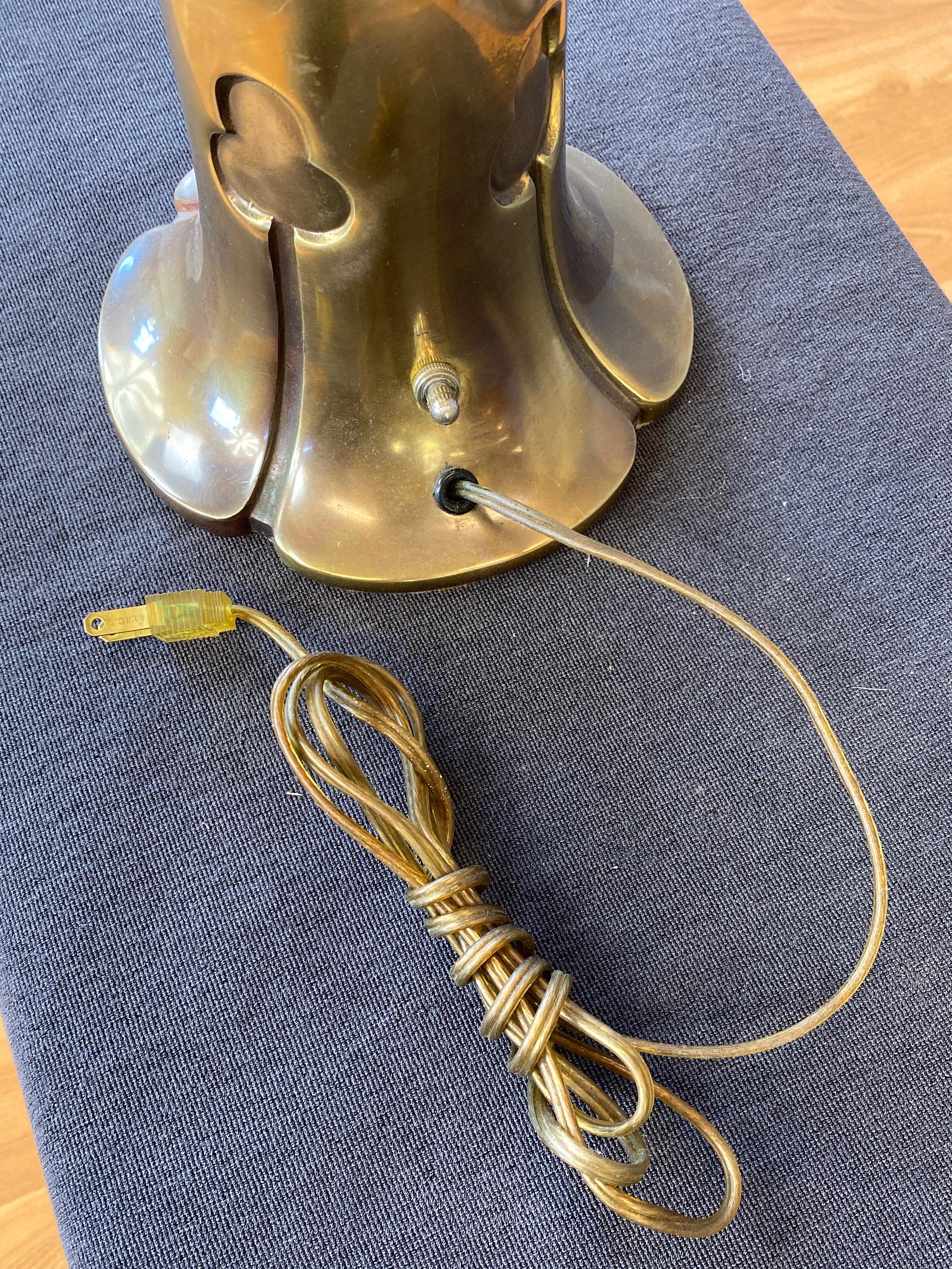 Rembrandt Extra-Tall Trefoil Motif Brass Table Lamp, 1950s 4